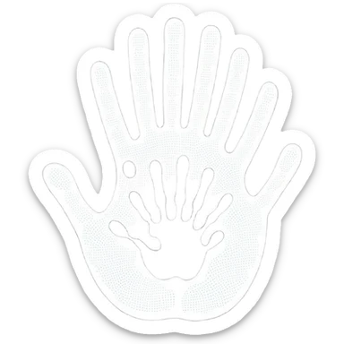 A handprint silhouette surrounded by dotted patterns.















 sticker