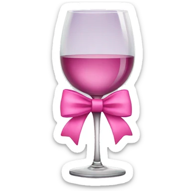 Wine glass with a pink bow sticker