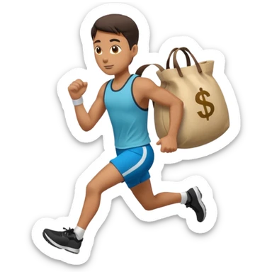 Robber running with Money bag sticker