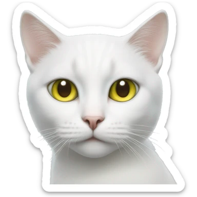 white cat with one left eye is blue and right eye is yellow-green sticker