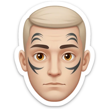 white man with face tattoo, neutral expression sticker