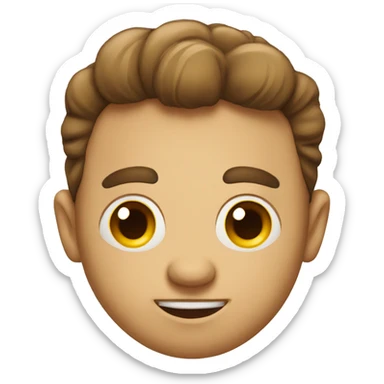 A big-headed with a big head and a small face sticker