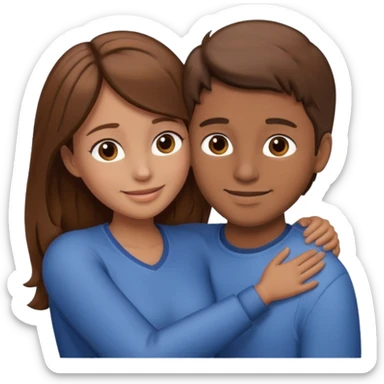 couple hug brown hair sticker