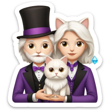 magician couple and th@ClashOfClansShopNo1eir pet cat sticker