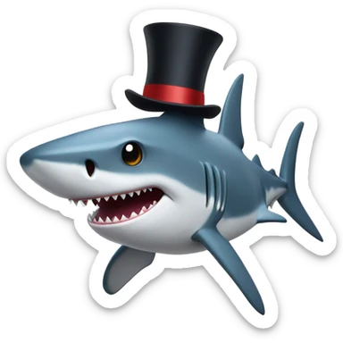 Shark with a top hat sticker