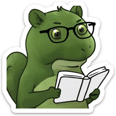 squirrel who is a bookworm  sticker