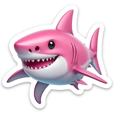 Pink emoji shark sticker