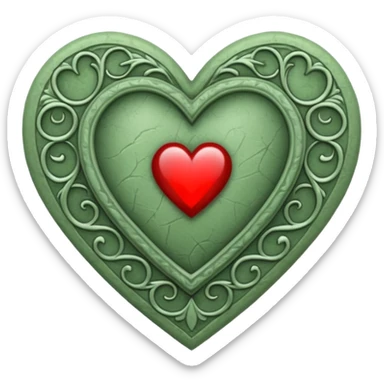 Can you make a sage green heart with a gothic design. In the middle of the heart there should be the letter I sticker