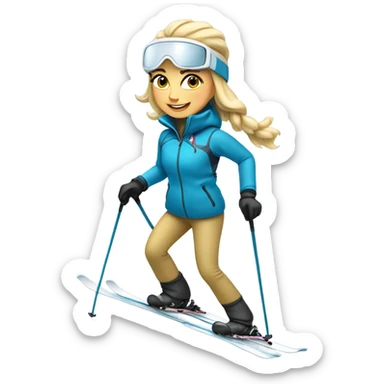 Long blonde haired female skier skiing on the slopes of whitefish Montana sticker