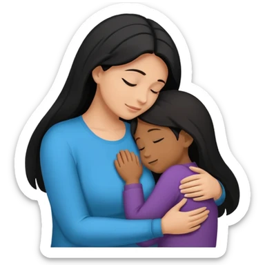 Silueta de Abrazo de apoyo de madre e hija sticker