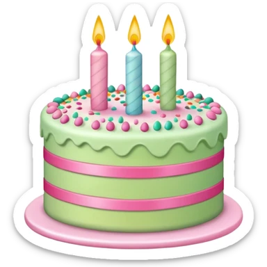 light green and pink birthday cake sticker