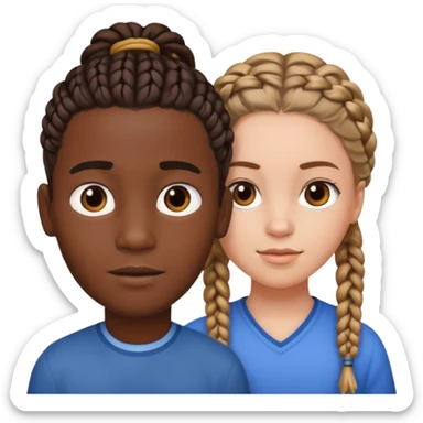 Black boy with braids with white girl and brown hair  sticker