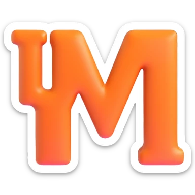 3D word UYI with glossy effect as single cohesive word sticker