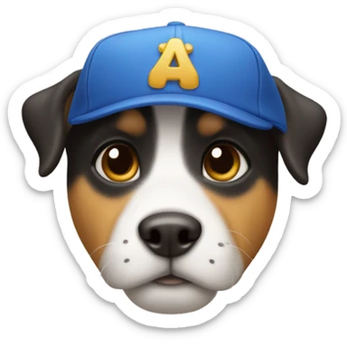Dog with cap sticker