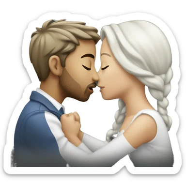 Passionate kiss, both white  sticker