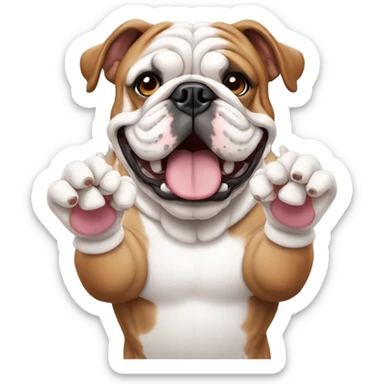 english bulldog supporting with paws up sticker