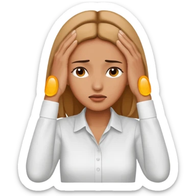 an emoji in which a woman sighs and holds her forehead with her hands sticker
