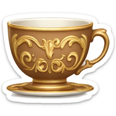 Light brown and gold vintage rococo coffee cup  sticker