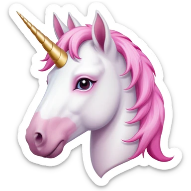 head of an anthropomorphised female unicorn horse, looking straight ahead, relaxed pose sticker