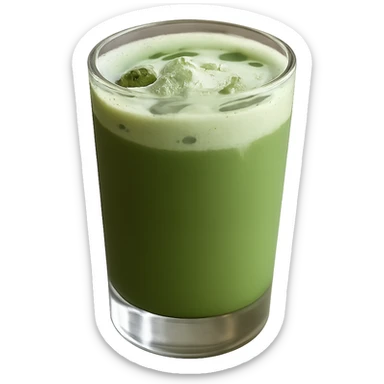 Remove the background and keep only the realistic glass of iced matcha latte with a transparent background in photorealistic style. sticker