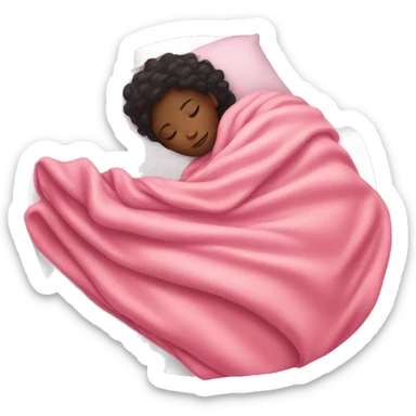 black girl sleeping with pink blanket sticker