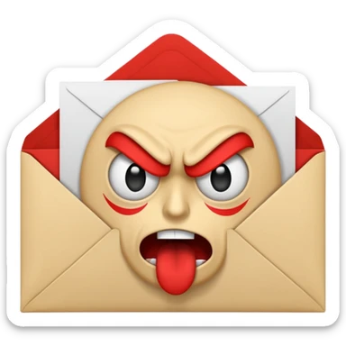 Envelope with bill in it. The envelope has a mad face sticker