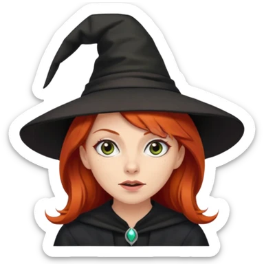 Red haired witch, sassy, rolling eyes upwards rude sticker