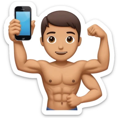 a mobile Phone with arms to the side of the phone flexing sticker