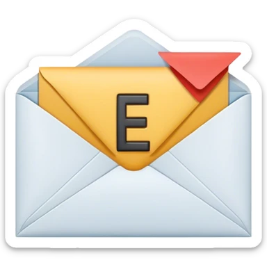 An envelope with a letter E infront of it sticker