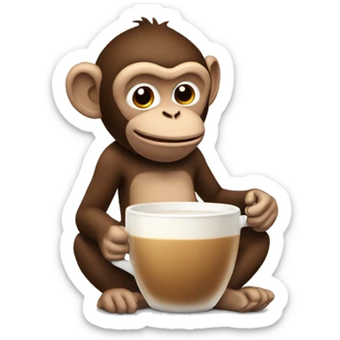 Monkey drinking chai latte sticker