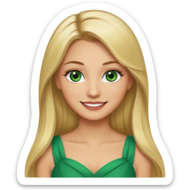 Fille cheuveux blond longt yeux vert  maquiller robe  Métisse chronique sticker