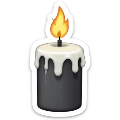 Minimalist emoji-style sticker of a candle with a broken or melted top and rising black smoke. No flame. Matte style. sticker
