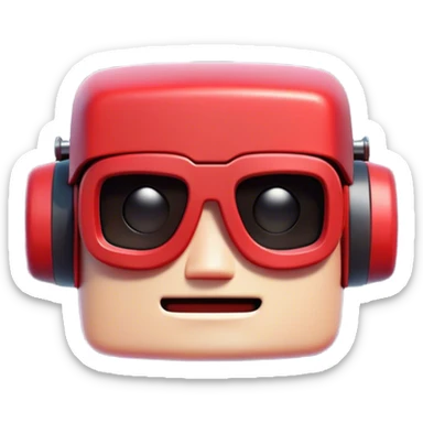 Clash of Clans aesthetic: Cinematic Playful Virtual Boy Portrait Emoji, rendered in a 3D vector-style similar to standard emojis with minimal shading and bold, simplified shapes. A compact, distinct form with signature details, softly glowing with a nostalgic gaming charm. Simplified yet unmistakably iconic, highly detailed and consistent, glowing with a soft radiance and high shine. Stylized with a touch of retro gaming magic and a soft glowing outline, capturing the essence of a beloved gaming relic with a friendly, playful manner! sticker
