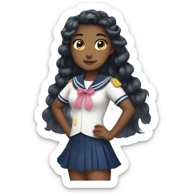 magical girl in sailor uniform olive skin sticker