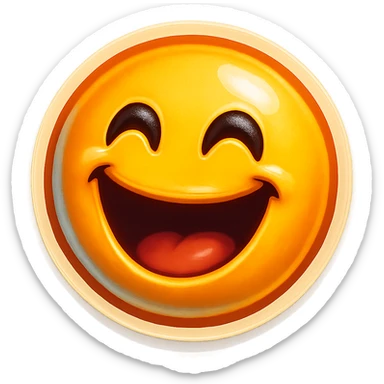 A happy laughing emoji sticker in retro stickers style, with a vintage design and colorful details sticker