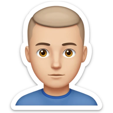 White guy with buzzcut sticker