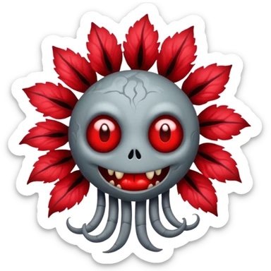 Grey creepy flower with red and blood on inside but as a monster sticker