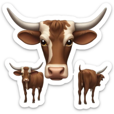 bull, Texas Longhorn, brindle, ridiculously long horns, full body sticker