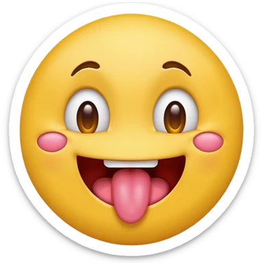 a classic yellow circle emoji with a tongue sticking out and drool dripping feom the mouth with heart eyes sticker