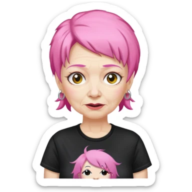 pink haired metalhead grandma sticker