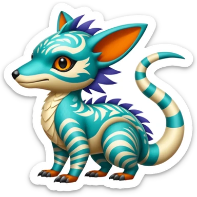  Patterned stitched exotic tropical cyber-Sleuth-Loyd-Garmaddon-Litten-Linoone-Noibat-Fakémon-Pokémon-Vernid-creature sticker