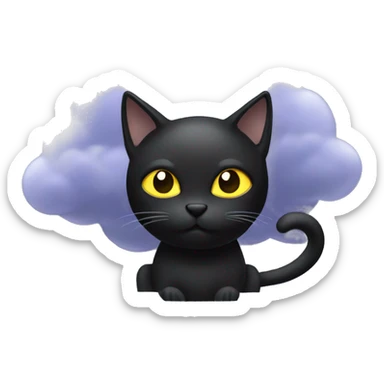 Black cat with storm cloud behind it sticker
