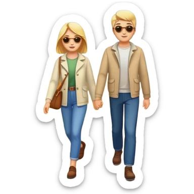 a Footpath on a park and two  people are walking the walking path should visible  sticker