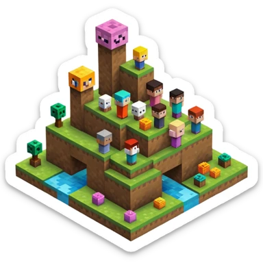 minecraft charectors building together a foundation sticker