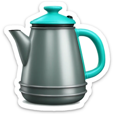 Realistic turquoise camping coffee pot isolated.  sticker