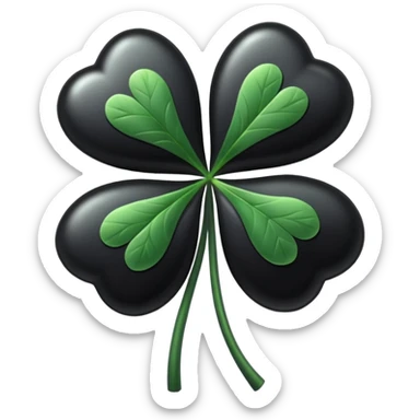 Black four leaf clover sticker