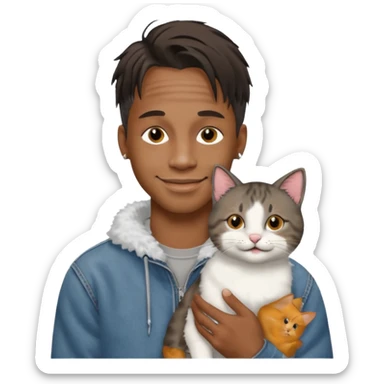 Travis scott with a cat smiling sticker