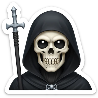 Icon of the Grim Reaper's face. коса полный рост sticker