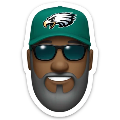 Bald black guy dark grey long beard wearing Philly eagles cap and Jersey and sunglasses  sticker