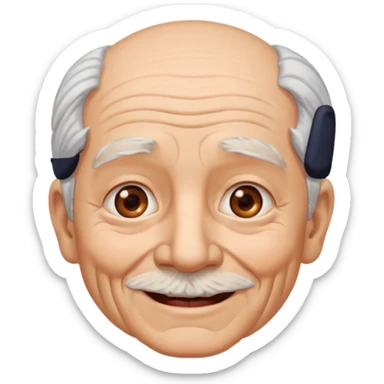 Abuelo hombre, ojos cafés, muchas arrugas, aspecto feliz, el pelo debe ser blanco no morado. sticker